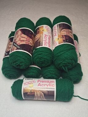 Caron 100% Premium Acrylic Yarn - 8 Green Skeins